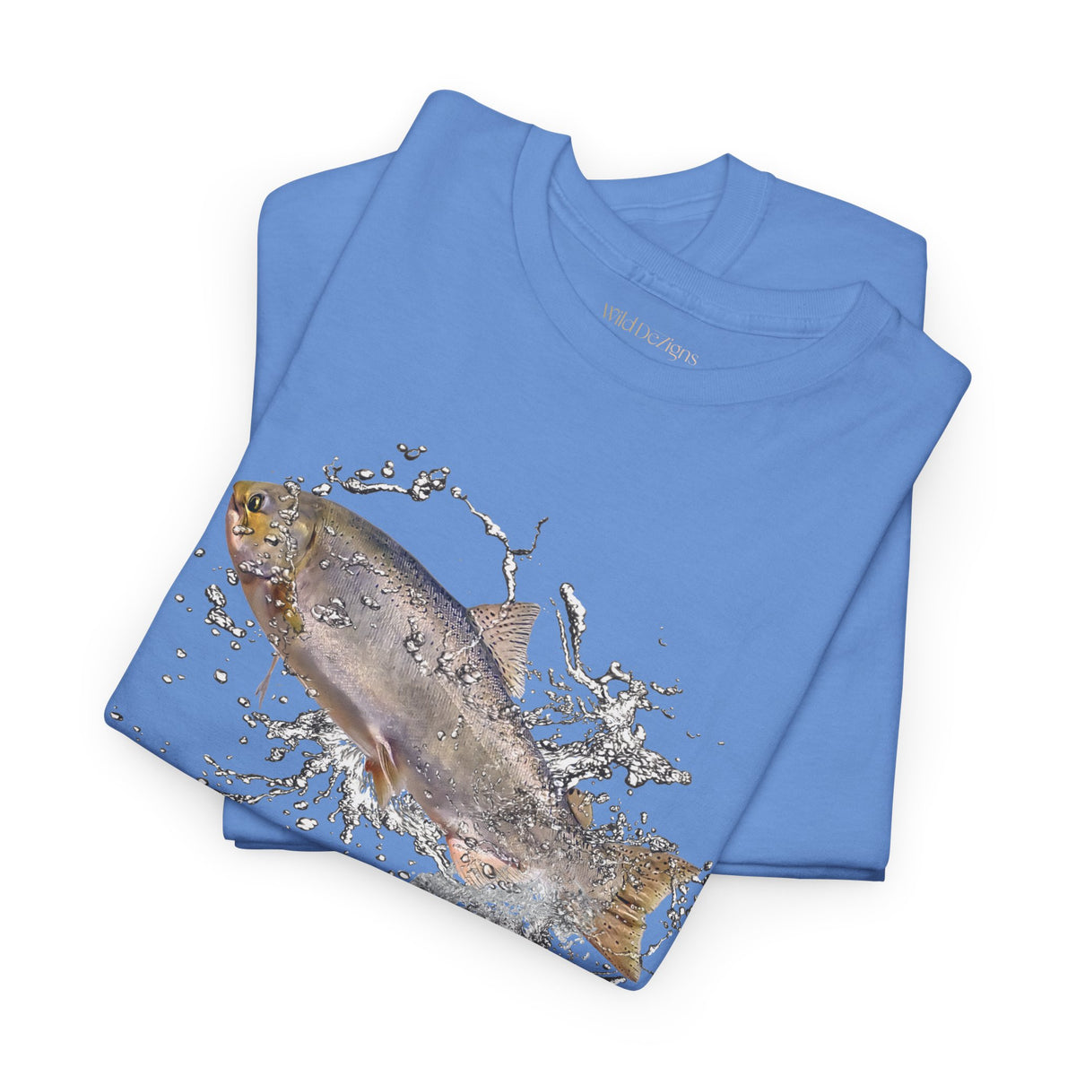 T-shirt featuring a photo of a Wild Chinook Salmon Fish with a water splash graphic design!
