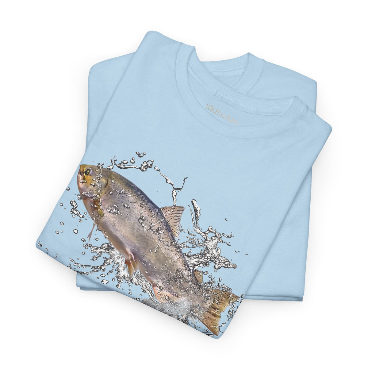 T-shirt featuring a photo of a Wild Chinook Salmon Fish with a water splash graphic design!