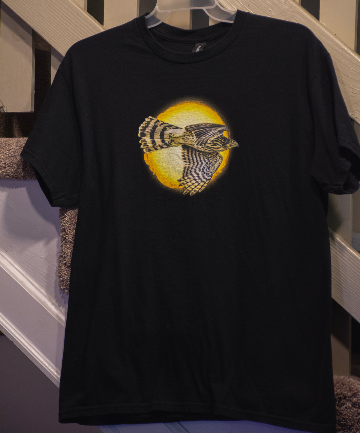 Flying Hawk Photo with Sun Graphic Tee - Unisex Heavy Cotton T-Shirt