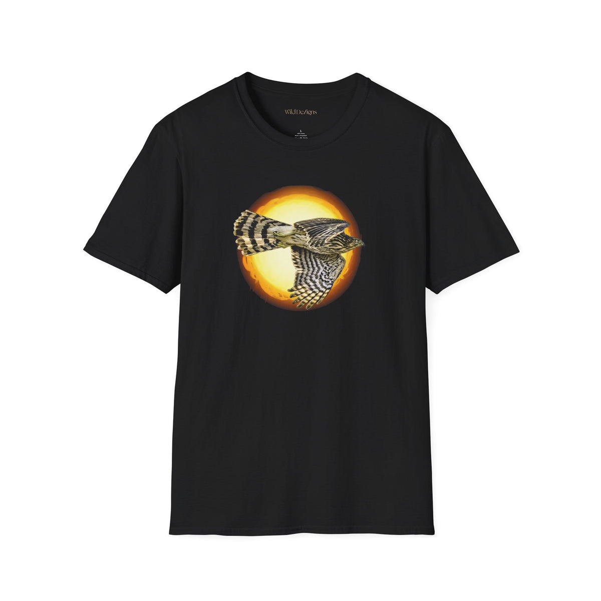 Flying Hawk Photo with Sun Graphic Tee - Unisex Heavy Cotton T-Shirt