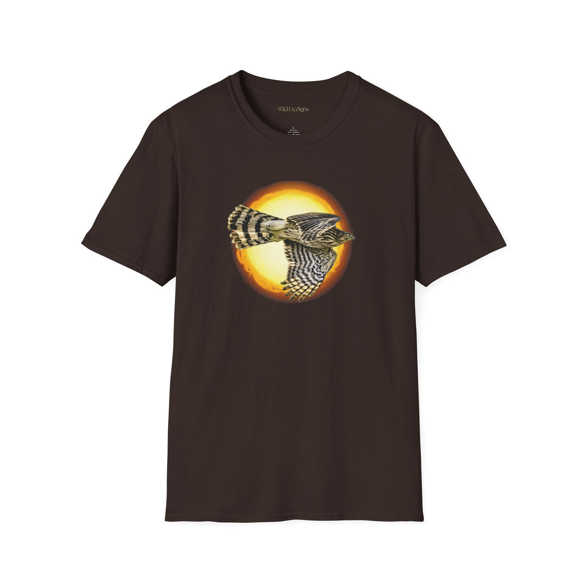 Flying Hawk Photo with Sun Graphic Tee - Unisex Heavy Cotton T-Shirt