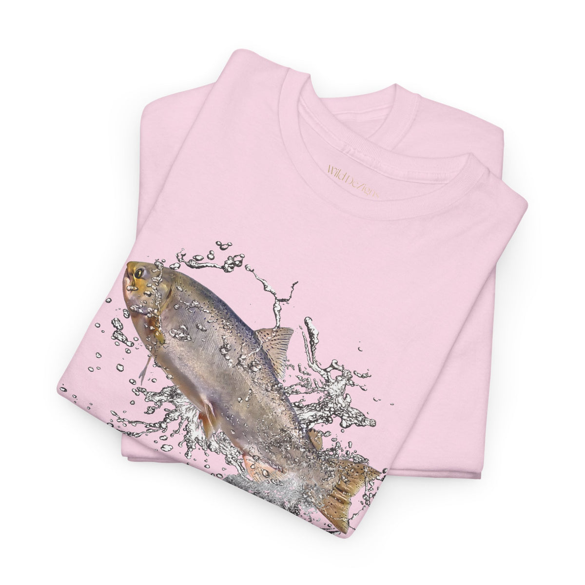 T-shirt featuring a photo of a Wild Chinook Salmon Fish with a water splash graphic design!