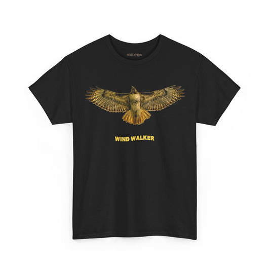Flying Red Tailed Hawk Photo with Wind Walker Text Tee - Unisex Heavy Cotton T-Shirt