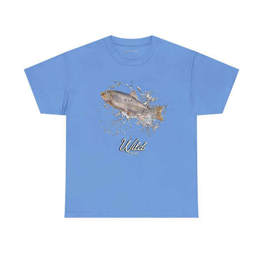 T-shirt featuring a photo of a Wild Chinook Salmon Fish with a water splash graphic design!