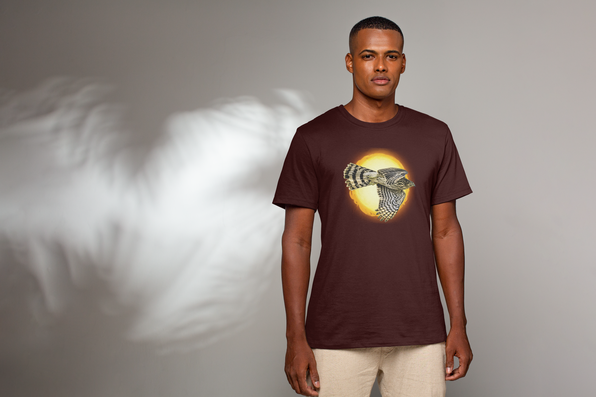 Flying Hawk Photo with Sun Graphic Tee - Unisex Heavy Cotton T-Shirt