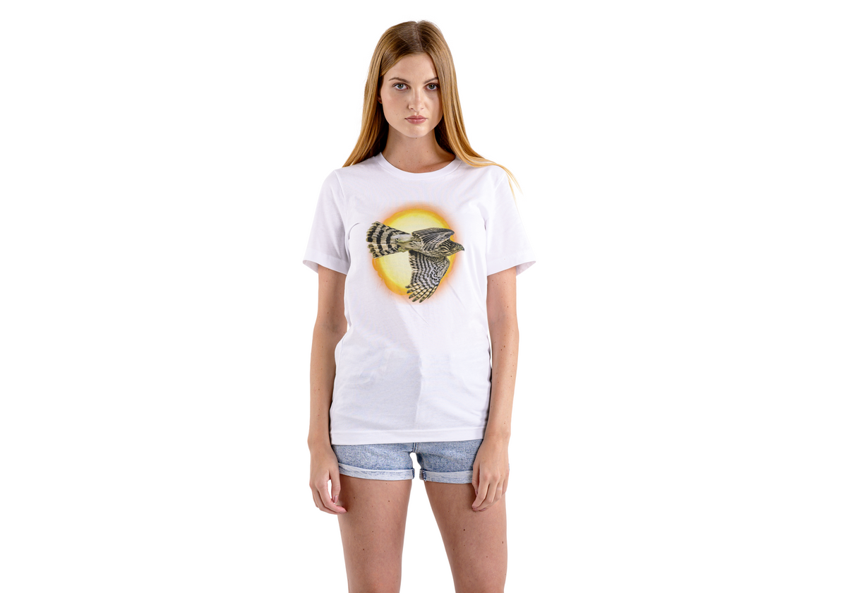 Flying Hawk Photo with Sun Graphic Tee - Unisex Heavy Cotton T-Shirt